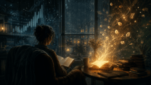 Девушка за книгой вечером
