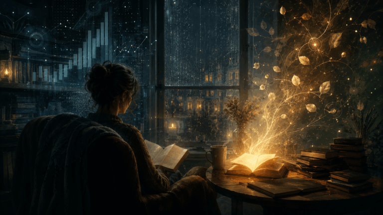 Девушка за книгой вечером